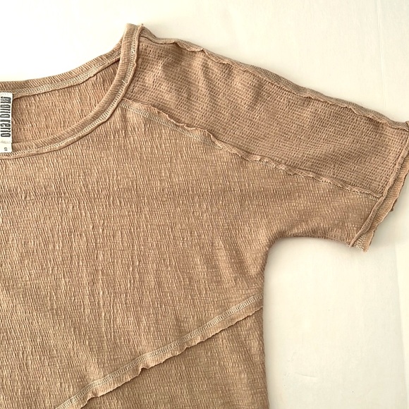 MARIA RERIO Ladies top blouse handkerchief hem lagenlook bougie beige size Small - Picture 9 of 16